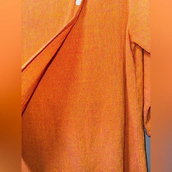 Toofan Artsy Lagenlook Cotton Orange Buttoned Layered Tunic Top Size Small EUC - Picture 4 of 9